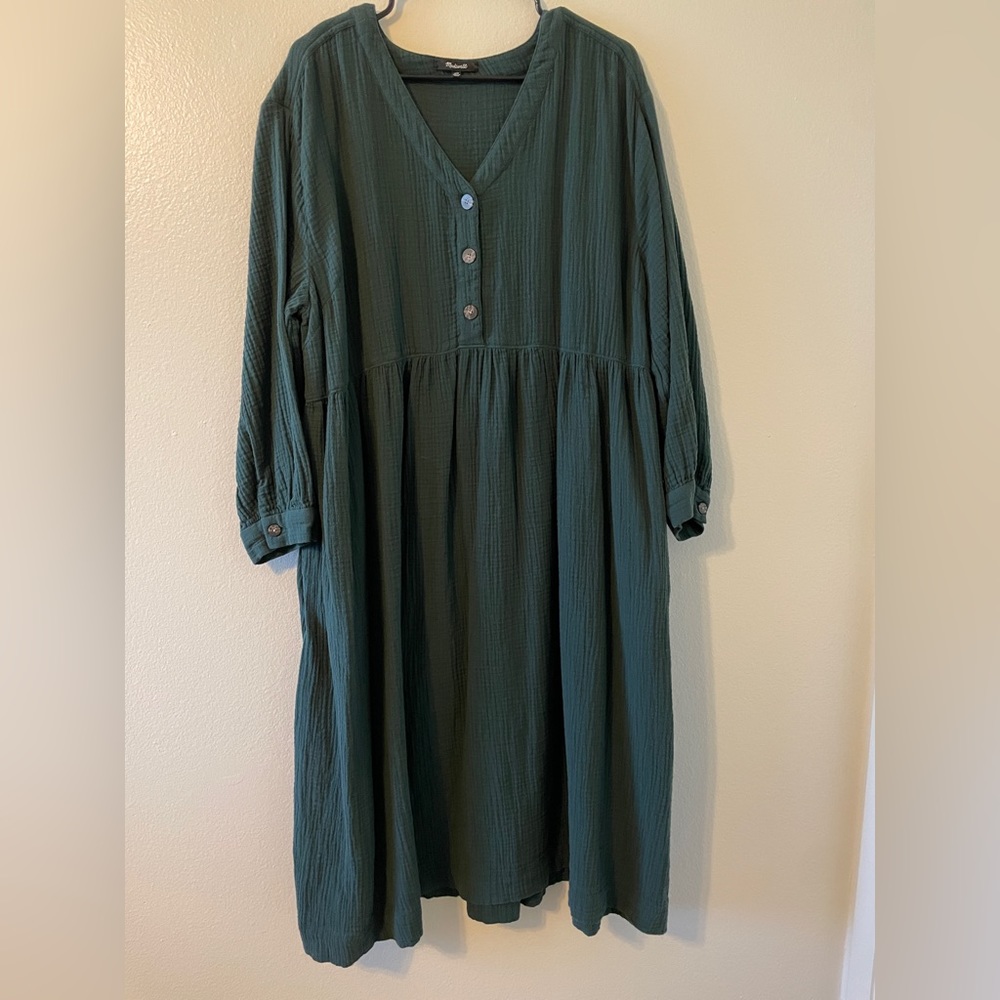 Madewell Lightspun Button-Front Midi Dress size 16 Plus
